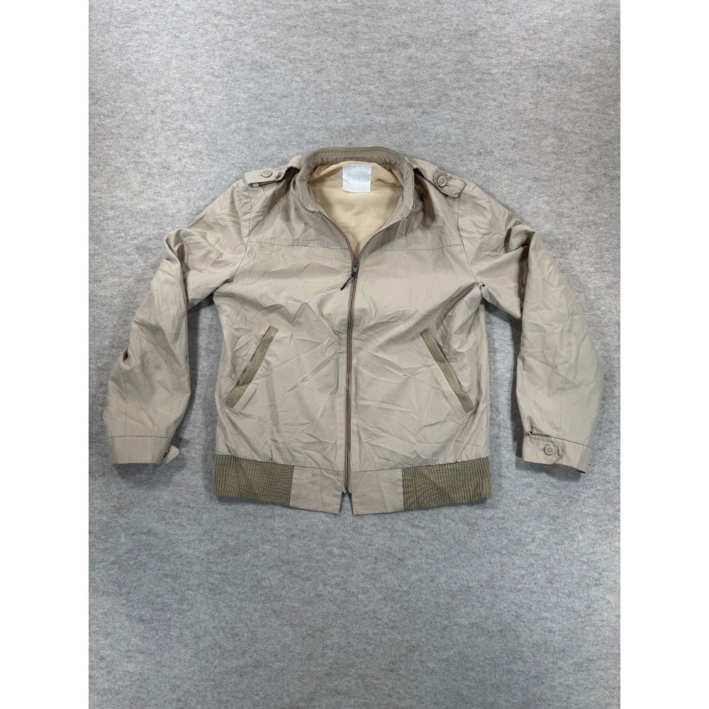 VTG London Fog Windbreaker Jacket Mens 40 Long Beige Collared Water Resistant